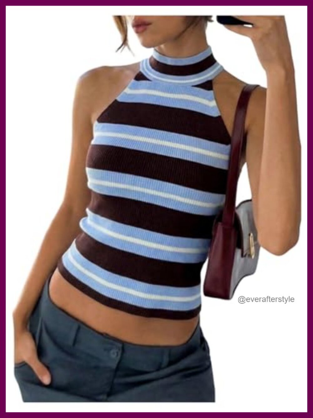 Y2K Striped Knit Halter Tank Top Women's Sleeveless Sweater Vest Crop